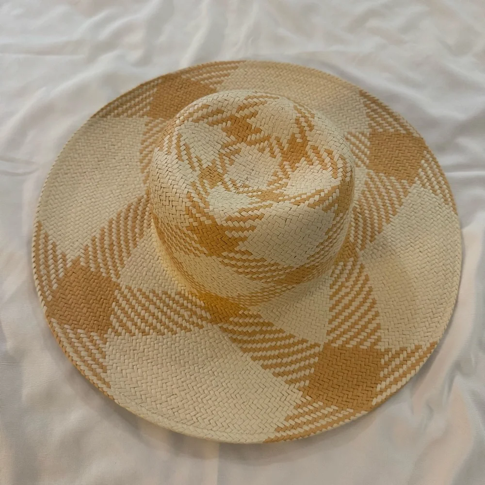 NWT Madewell Windowpane Wide-Brimmed Woven Straw Hat, Size S/M,  Style NG165
